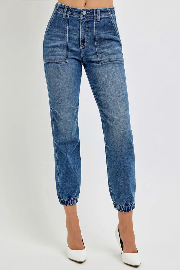 RISEN Full Size High Rise Ankle Jogger Jeans - Brittney MADE