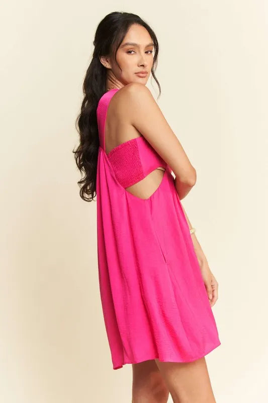 Davi & Dani Washed Satin Cutout Skirt Bandeau Mini Dress - Brittney MADE