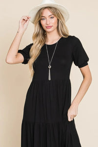 BOMBOM Short Sleeve Tiered Maxi Dress - Brittney MADE