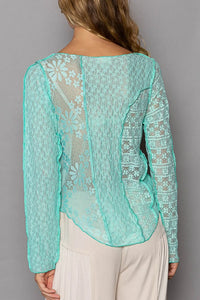 POL Exposed Seam Long Sleeve Lace Knit Top - Brittney MADE