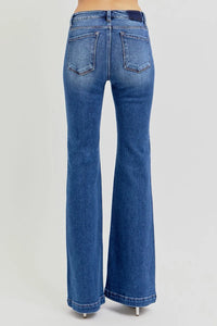 RISEN Full Size Low Rise Flare Jeans with Pockets - Brittney MADE