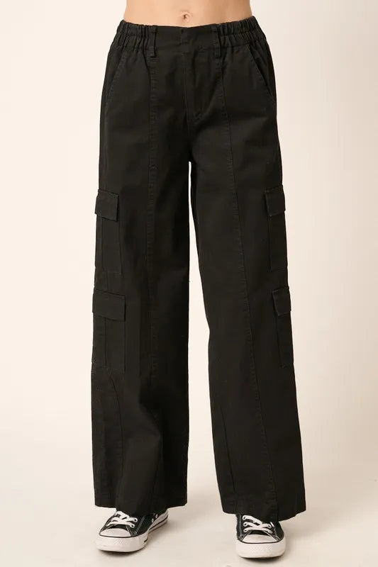 Mittoshop Low Rise Elastic Cover Waistband Cargo Pants - Brittney MADE
