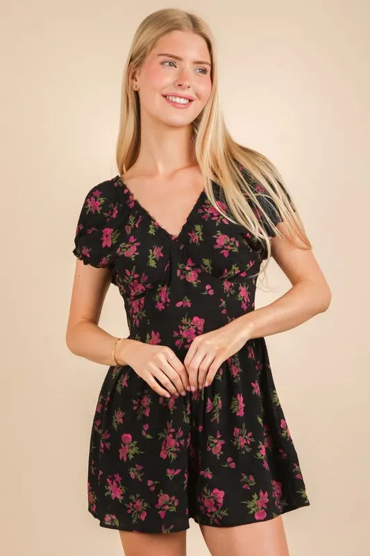 VERY J Floral Printed Ruffle Romper - Brittney MADE
