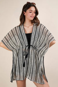 VERY J Striped Poncho Boho Cardigan - Brittney MADE