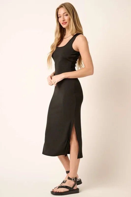Mittoshop Side Slit Wide Strap Midi Tank Dress - Brittney MADE