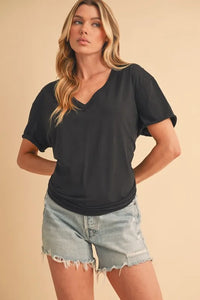 Aemi+Co V-Neck Short Sleeve T-Shirt - Brittney MADE