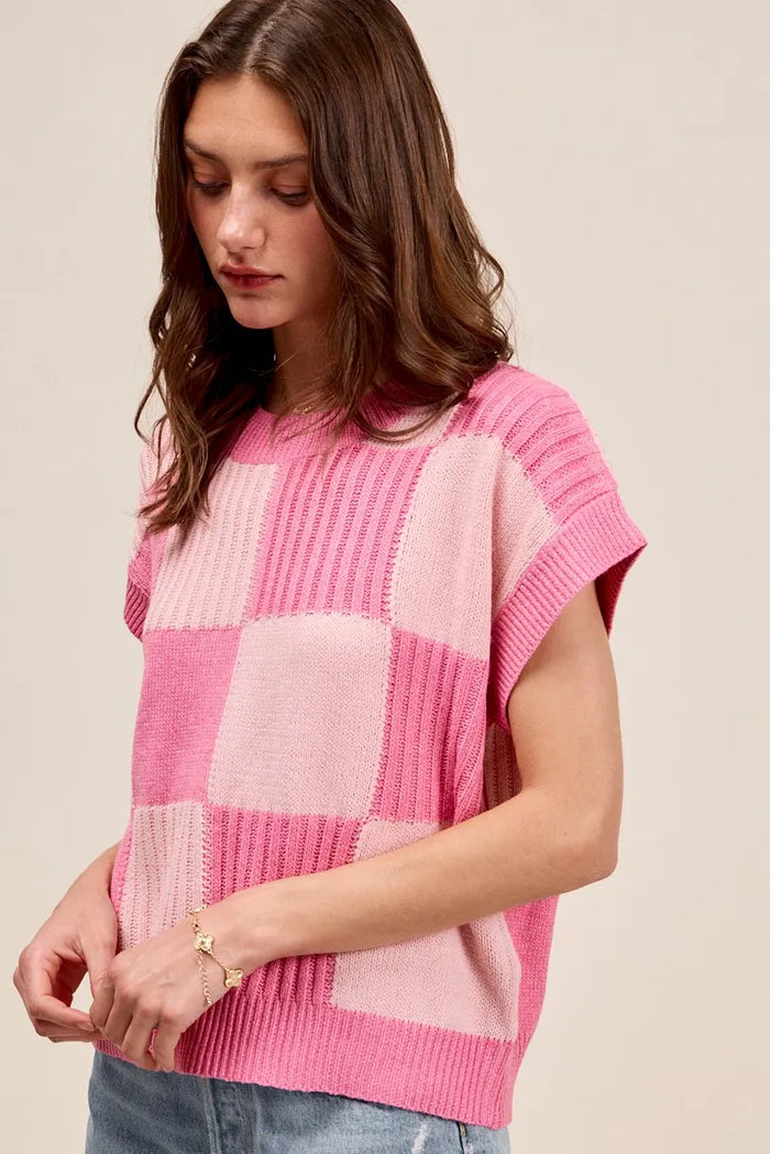 SO ME Check Plaid Casual Sweater Top - Brittney MADE