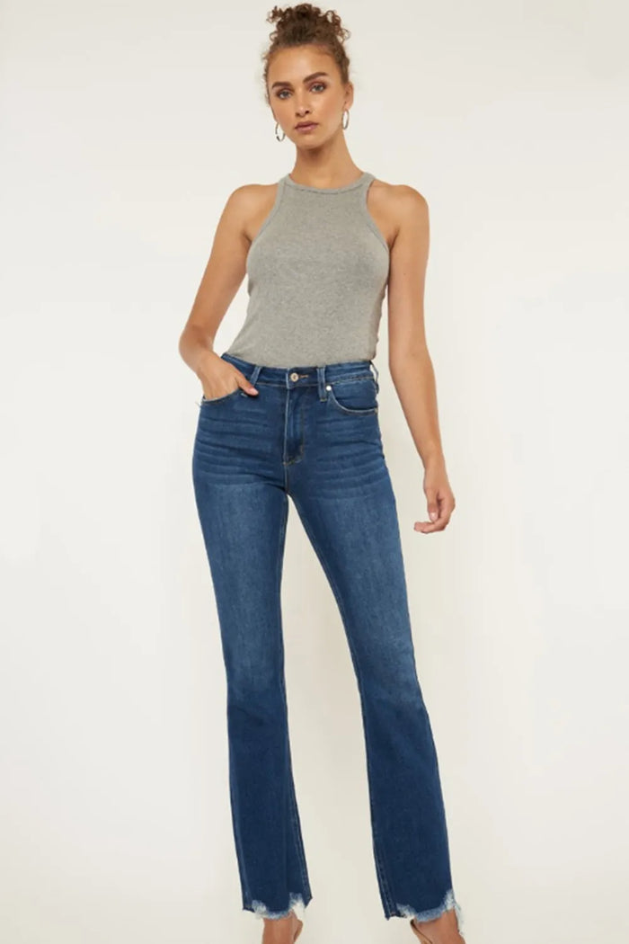 Kancan Cat's Whiskers Raw Hem Flare Jeans - Brittney MADE