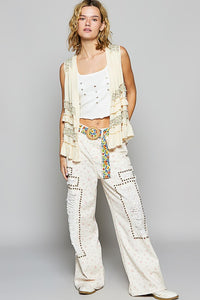 POL Ruffled Open Front Sleeveless Cardigan - Brittney MADE