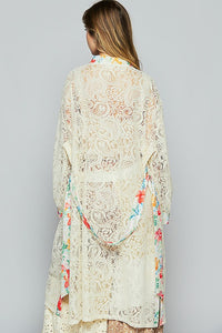 POL Floral Trim Lace Open Front Longline Cardigan - Brittney MADE