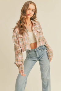 MABLE Plaid Flannel Crop Shacket - Brittney MADE