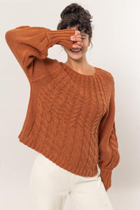 HYFVE Cable-Knit Round Neck Raglan Sleeve Sweater - Brittney MADE