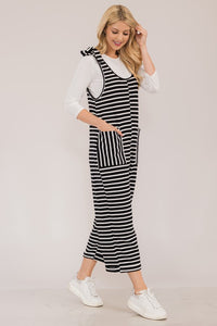 Celeste Full Size Striped Scoop Neck Overalls with Pockets - Brittney MADE