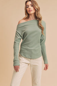 Aemi + Co One Shoulder Long Sleeve Knit Top - Brittney MADE