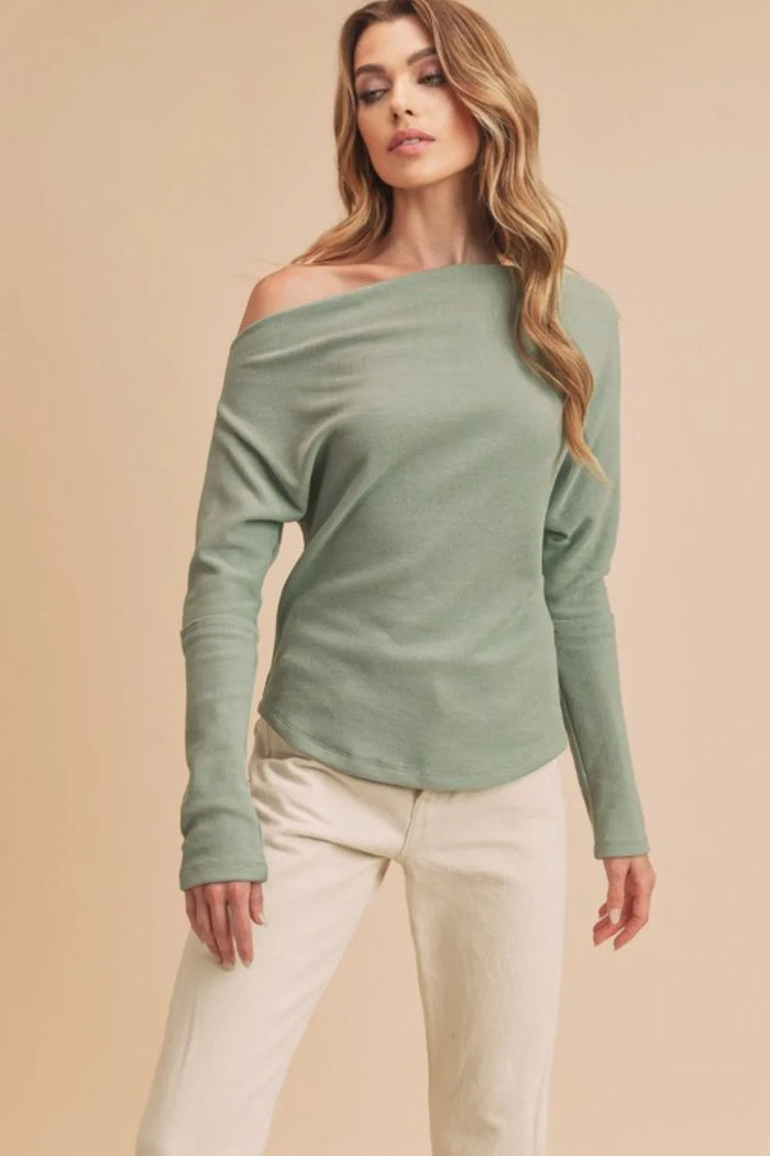 Aemi + Co One Shoulder Long Sleeve Knit Top - Brittney MADE