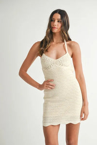 MABLE Crochet Crisscross Spaghetti Strap Mini Dress - Brittney MADE