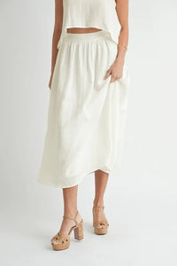 MABLE Wrinkled Round Neck Swing Top and Skirt Set - Brittney MADE