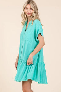 Mittoshop Linen Blend Button Down Shirt Mini Dress - Brittney MADE