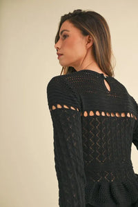MABLE Long Sleeve Tiered Ruffle Knit Midi Dress - Brittney MADE