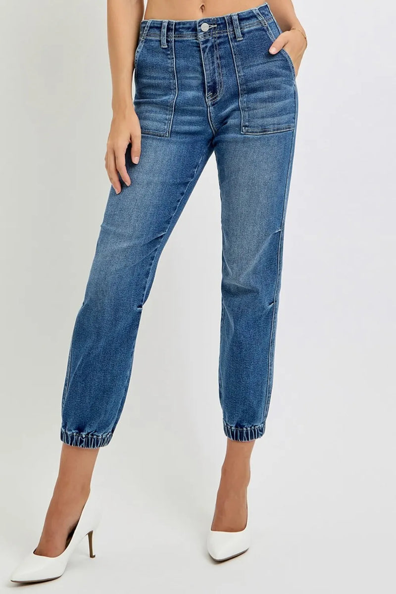 RISEN Full Size High Rise Ankle Jogger Jeans - Brittney MADE