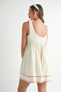 MABLE Zig Zag Embroidered Shoulder Tie Mini Dress - Brittney MADE