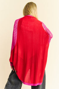 Davi & Dani Openwork Contrast Open Front Cardigan - Brittney MADE