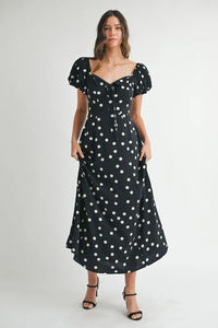 MABLE Polka Dot Puff Sleeve Midi Dress - Brittney MADE