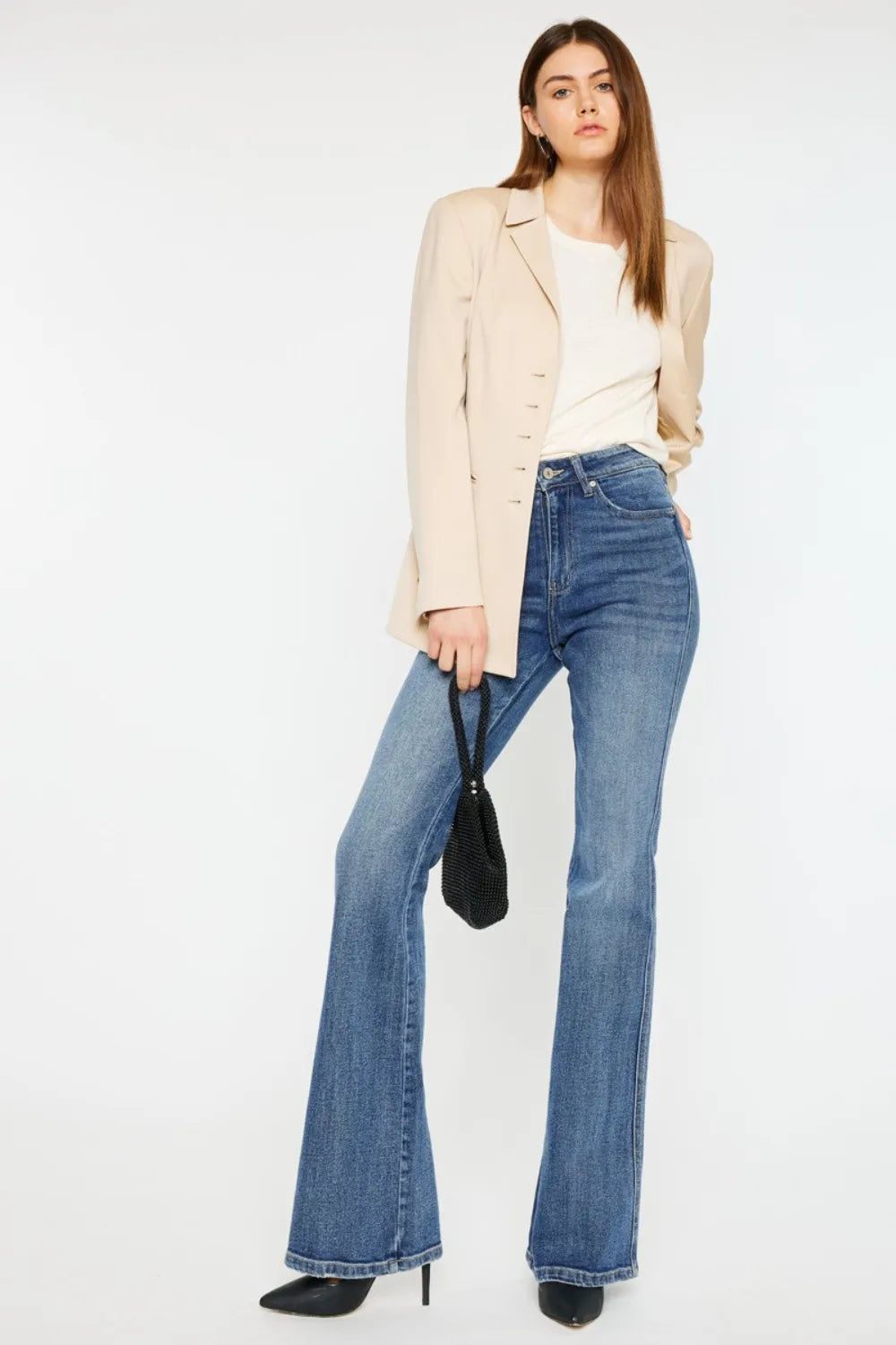 Kancan Cat's Whiskers High Waist Flare Jeans - Brittney MADE