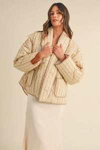 MABLE Floral Printed Quilted Open Jacket - Brittney MADE