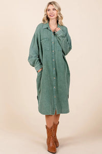 Mittoshop Mineral Wash Cotton Gauze Midi Shirt Dress - Brittney MADE