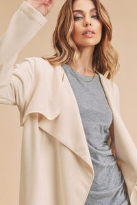 Aemi + Co Open Front Long Sleeve Longline Coat - Brittney MADE