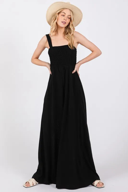 SAGE+FIG Smocked Flowy Wide Leg Jumpsuit - Brittney MADE