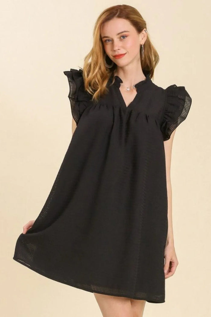 Umgee Full Size Layered Ruffle Sleeve Mini Dress Plus Size - Brittney MADE