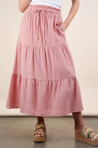 VERY J Elastic Waist Tiered Maxi Skirt - Brittney MADE