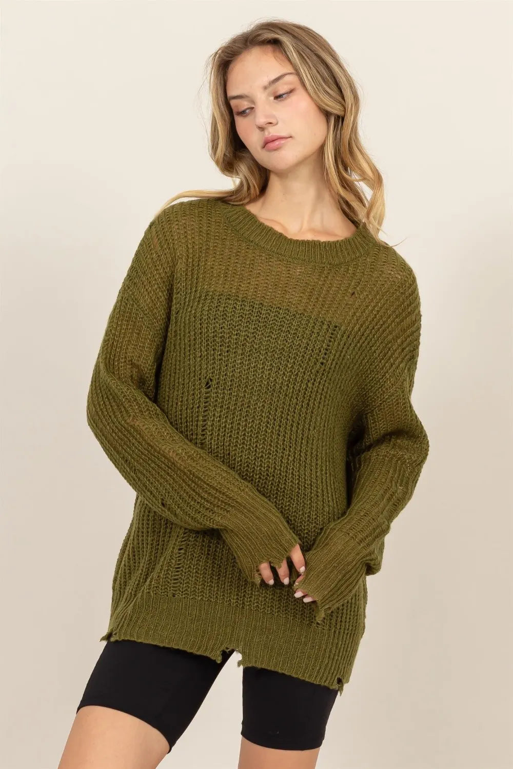 HYFVE Distressed Long Sleeve Knit Top - Brittney MADE