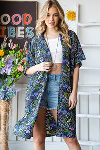 Heimish Full Size Half Sleeve Floral Open Cardigan Plus Size - Brittney MADE
