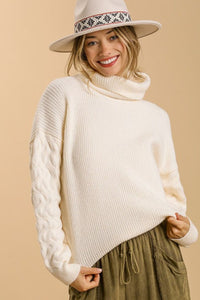 Umgee Full Size Turtle Neck Long Sleeve Sweater Plus Size - Brittney MADE