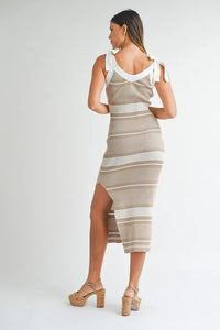 MABLE Striped Rib Knit Midi Dress - Brittney MADE