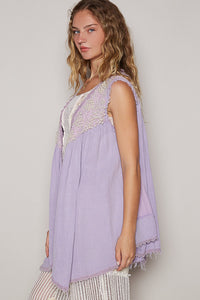POL Embroidered Pearls Open Front Sleeveless Cardigan - Brittney MADE