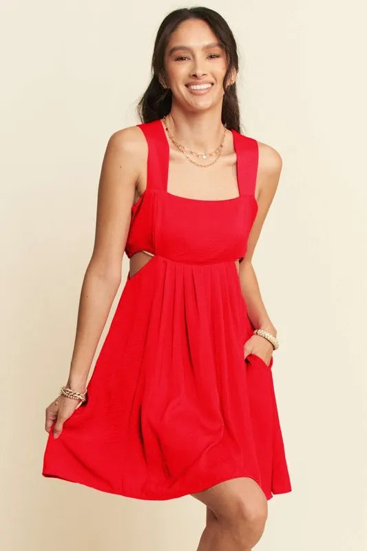 Davi & Dani Washed Satin Cutout Skirt Bandeau Mini Dress - Brittney MADE