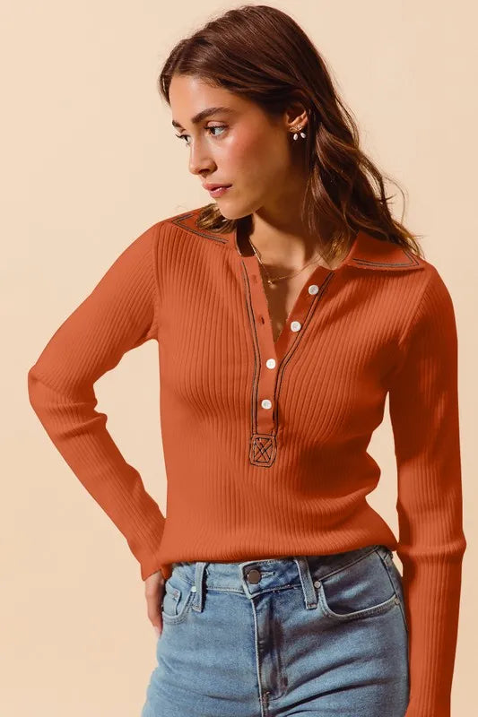 SO ME Stretchy Everyday Rib Knit Top - Brittney MADE