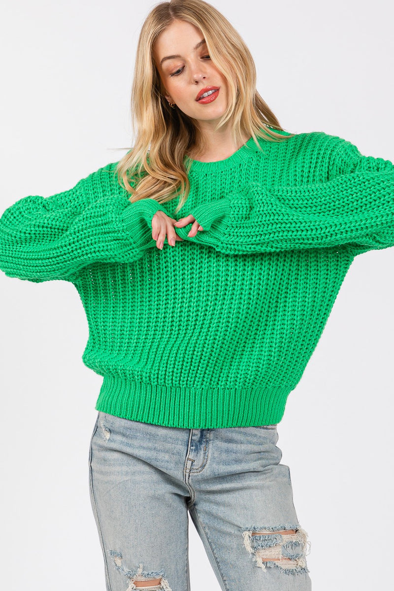SAGE + FIG Round Neck Drop Shoulder Sweater - Brittney MADE