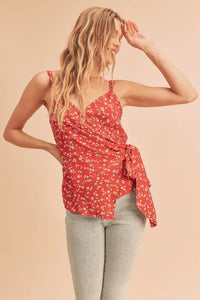 Aemi + Co Ditsy Floral Surplice Adjustable Straps Cami - Brittney MADE