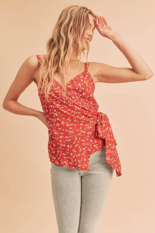 Aemi + Co Ditsy Floral Surplice Adjustable Straps Cami - Brittney MADE