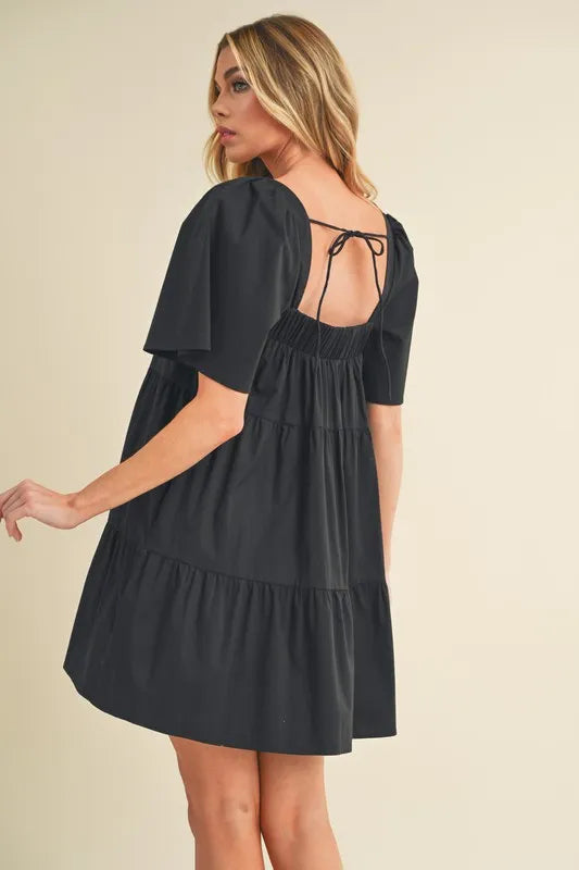 Aemi + Co Square Neck Half Sleeve Tiered Dress - Brittney MADE