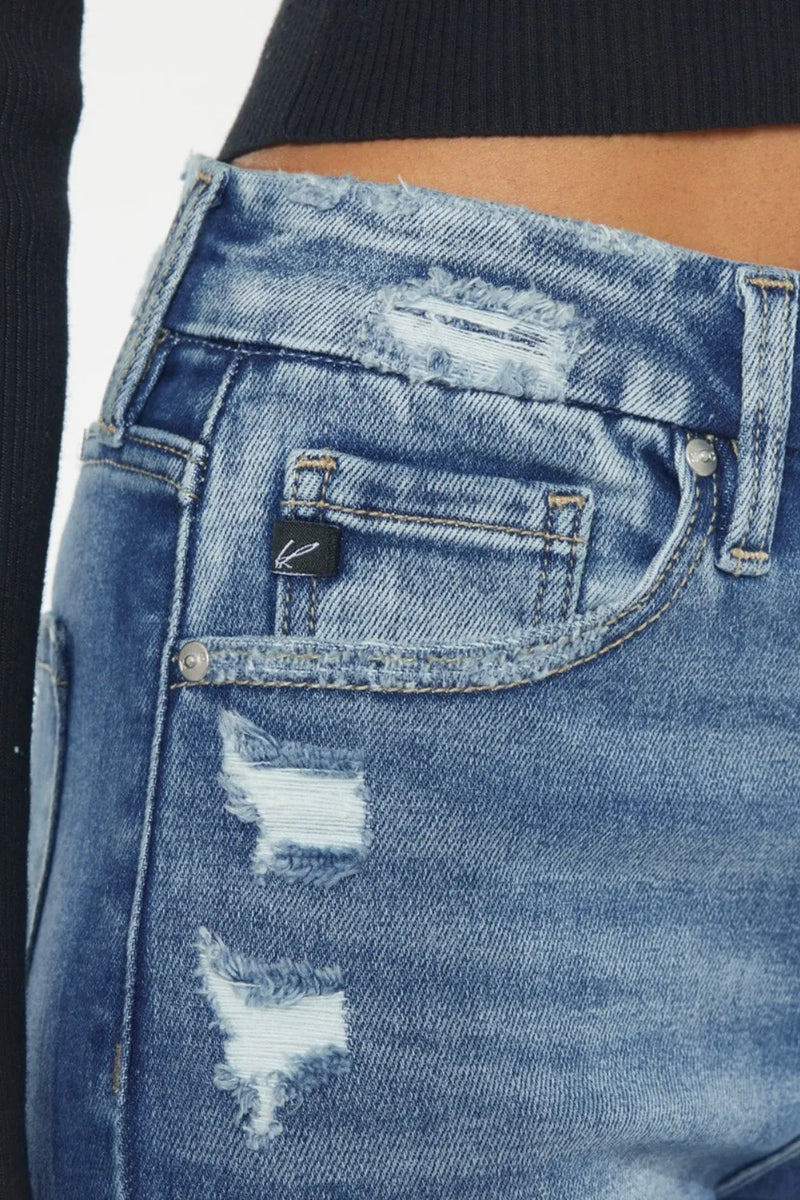 Kancan High Rise Wide Waistband Slim Straight Jeans - Brittney MADE