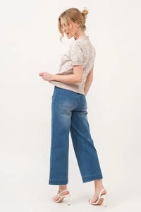 And The Why Short Sleeve Rose Pattern Knit Top - Brittney MADE