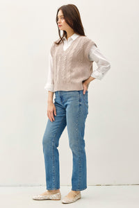 Be Cool Cable Knit V-Neck Sweater Vest - Brittney MADE
