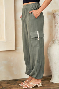 Hailey & Co Textured Rib Cargo Pants - Brittney MADE