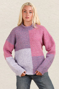 VERY J Color Block Mock Neck Drop Shoulder Sweater - Brittney MADE